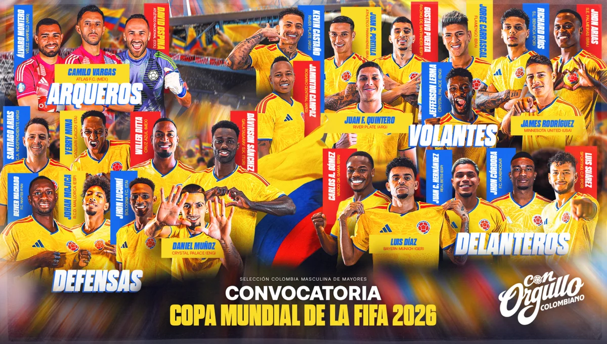 La Selección Colombia definió sus 26 convocados para el Mundial de 2026