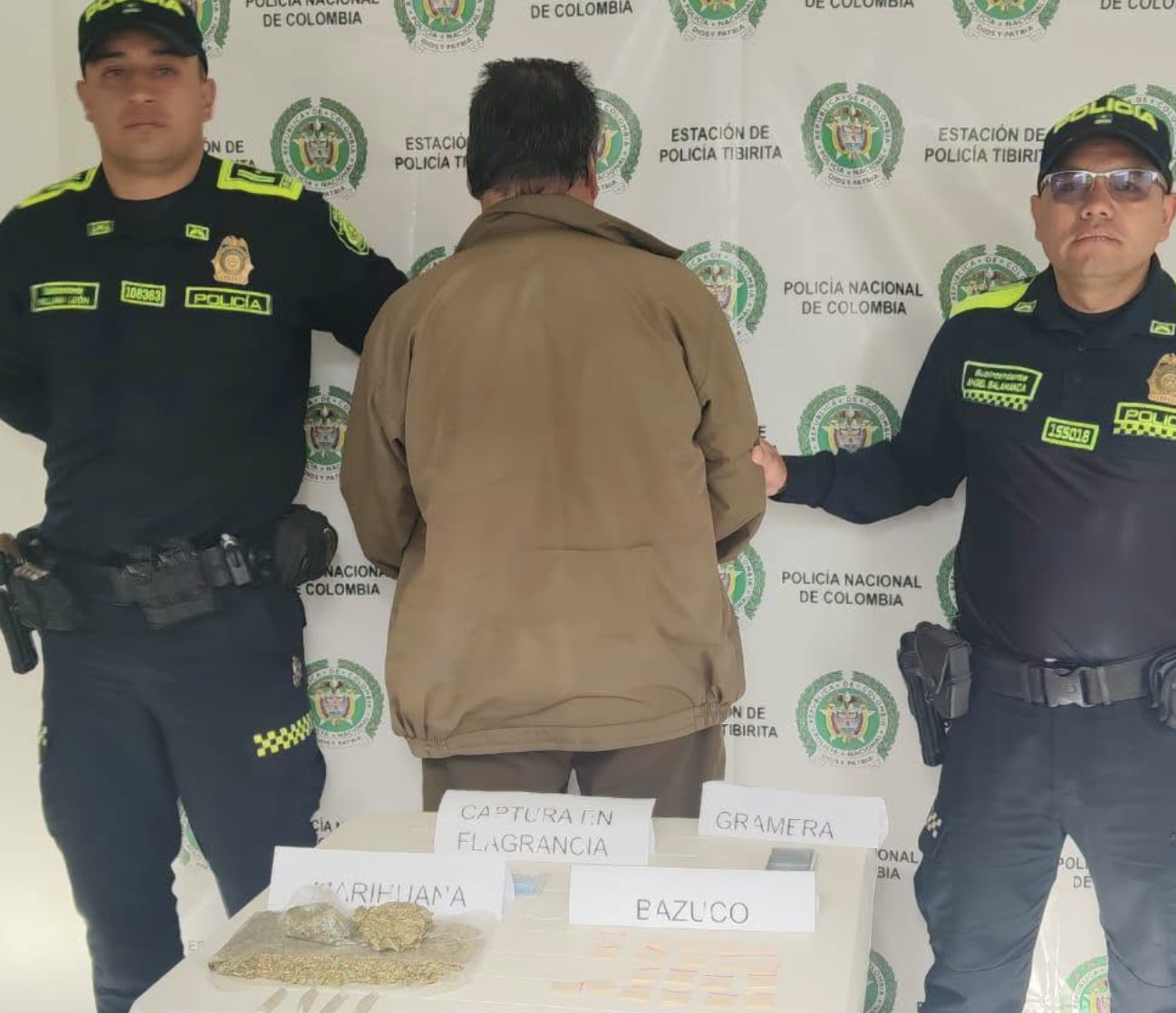 Capturan a un hombre de 68 años en Tibirita e incautan drogas en su vivienda